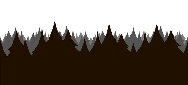 Vector Illustration Seamless Cartoon Pine Forest Woodland Silhouette — Stock Vector