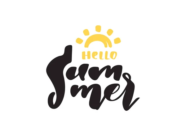 Векторная Иллюстрация Ручное Написание Композиции Hello Summer Doodle Sun — стоковый вектор