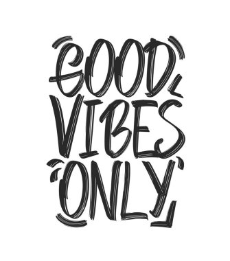 Beyaz arka planda Good Vibes 'ın el yazması vektör tipi kompozisyonu