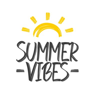 Vector Hand el fırçası güneşli Summer Vibes kompozisyonu