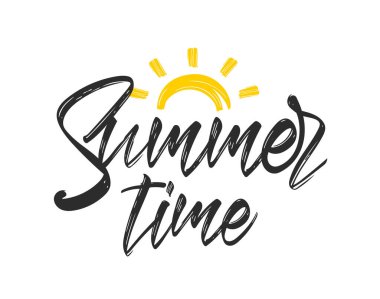 El çizimi kaligrafik desenli fırça harfleri Yaz Zamanı 'nın güneşli hali.