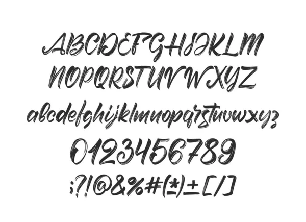Ilustração Vetorial Full Handwritten Brush Font Inglês Abc Alfabeto Com — Vetor de Stock