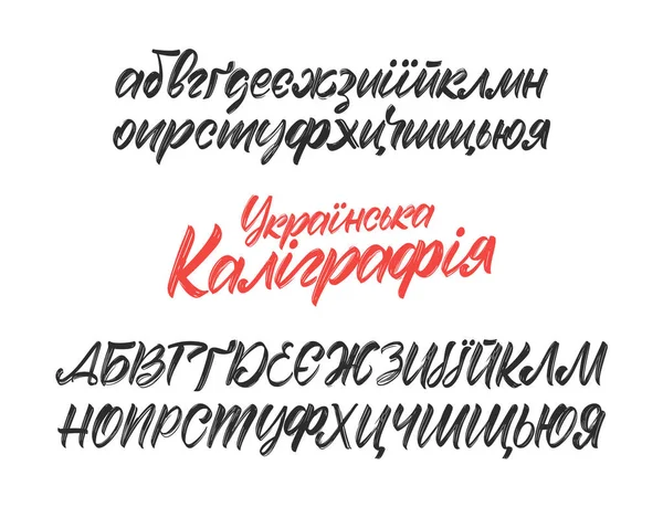 Vektör el yazısı Kiril fırça yazı tipi. Beyaz arka planda Ukrayna alfabesi. Abc kaligrafi.