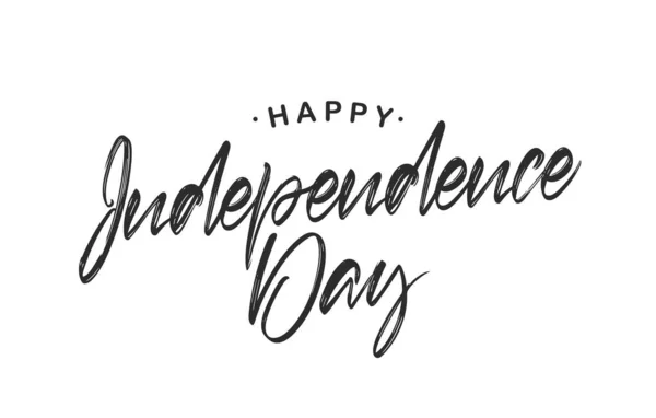 Ilustração Vetorial Letras Caligráficas Manuscritas Feliz Dia Independência Sobre Fundo — Vetor de Stock