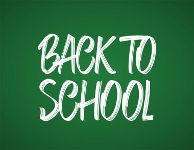 Vektör illüstrasyonu: Tahta arkaplan üzerinde Okula Dönüş 'ün elle çizilmiş fırça metni