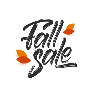 Vektör illüstrasyonu: Sonbahar satışının el yazısı fırça türü harfleri. İndirimli özel teklif şablonu.