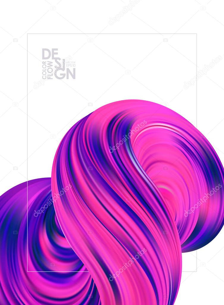 Vector illustration: Abstract Poster with with 3d fluid and frame. Trendy design