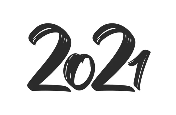 Ilustración Vectorial Letras Manuscritas Tipo Pincel 2021 Feliz Año Nuevo — Vector de stock