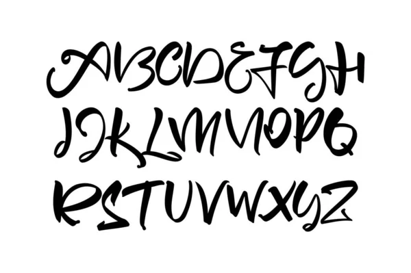 Векторная Иллюстрация Заглавные Буквы Кисть Шрифт Ручной Английский Алфавит Белом — стоковый вектор