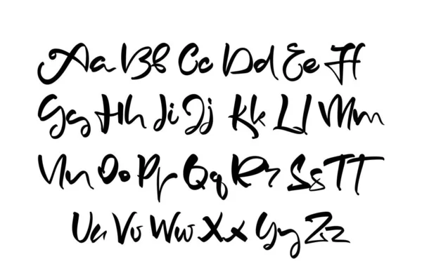 Векторная Иллюстрация Декоративный Рукописный Шрифт Кисти Английский Алфавит Белом Фоне — стоковый вектор