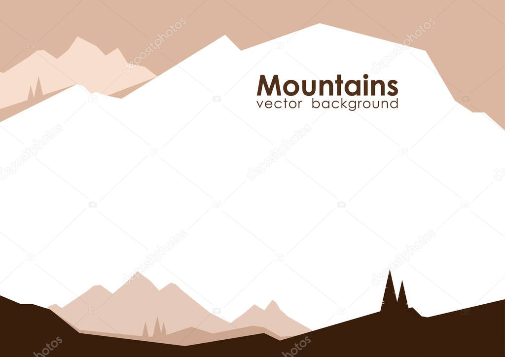 Vector illustration: Abstract mountains background with pines for web design.