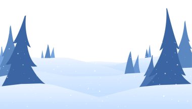 Vektör illüstrasyon: Kış karlı manzaralı Noel tebrik kartı şablonu ve metin için beyaz alan