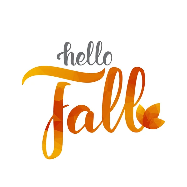 ベクトル秋のイラスト Hello Fallの手書き文字 低ポリ — ストックベクタ