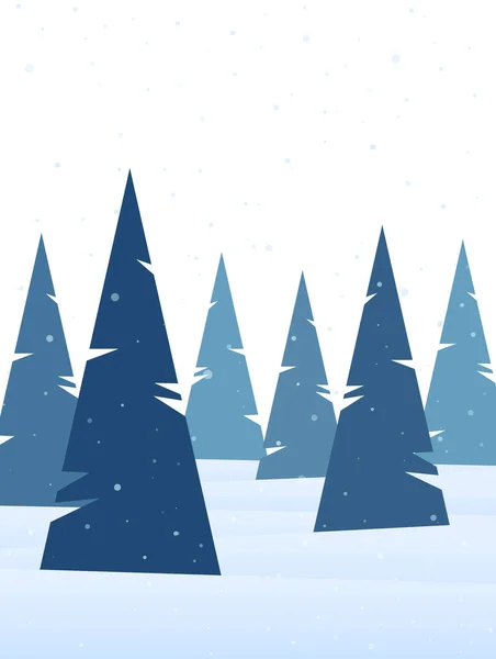Εικονογράφηση Διάνυσμα Χριστούγεννα Χειμώνα Φόντο Χιονισμένο Πευκοδάσος Τοπίο — Διανυσματικό Αρχείο