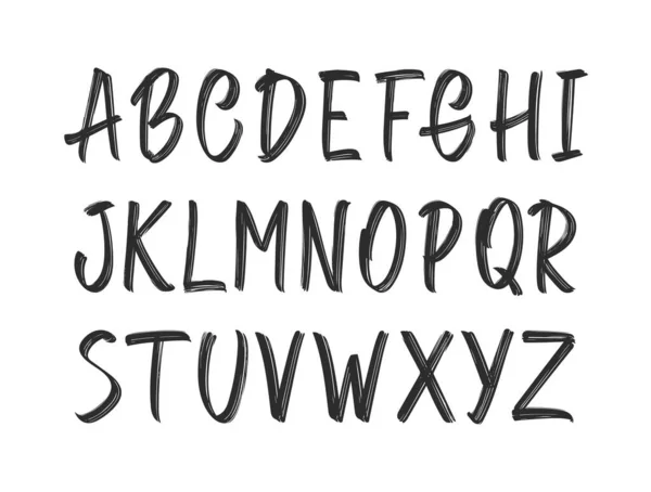Vektor Illustration Handgezeichnete Pinsel Grunge Font Englisch Alphabet Großbuchstaben Auf — Stockvektor
