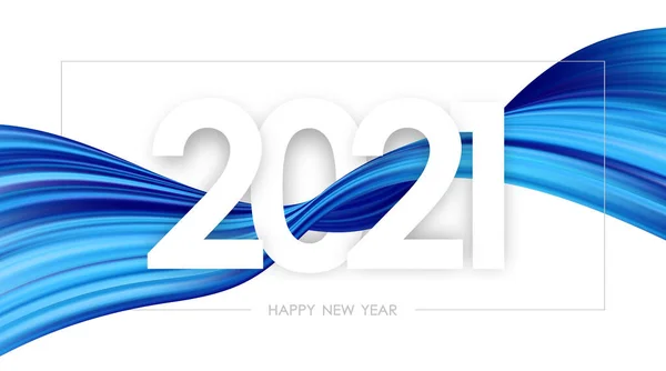 Vector Illustration Happy New Year 2021 배경에 화려하게 뒤틀린 페인트 — 스톡 벡터
