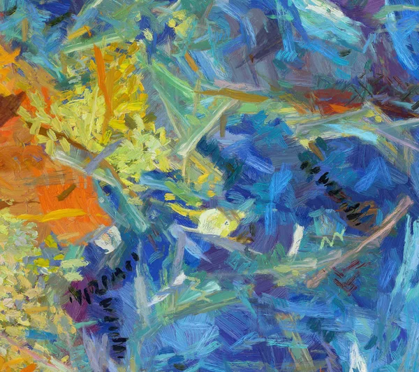 Impressionism painting abstraction in Vincent Van Gogh style. Soft paint brushstrokes. Bright pastel colors. Abstract painting background.  Hand drawn artistic pattern.
