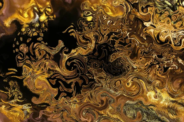 Abstract liquid gold design pattern. Graphic painting in golden