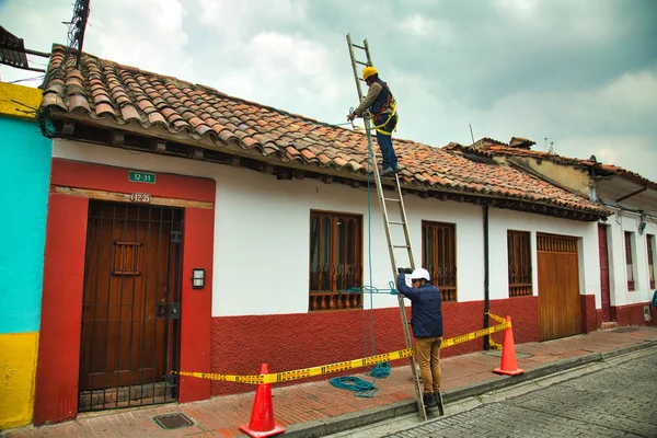Bogota Columbia March 2018 Electricians Work Old Part Bogota — Stock Photo, Image