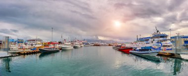 Reykjavik, İzlanda/Haziran 13,2018: Görünümü bağlantı noktası Reykjavik 
