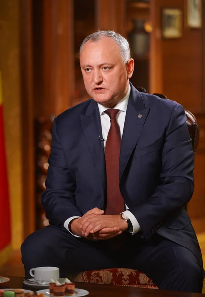 Moskwa Rosja Październik 2018 Prezydent Republiką Mołdowy Igor Dodon Wywiadzie — Zdjęcie stockowe