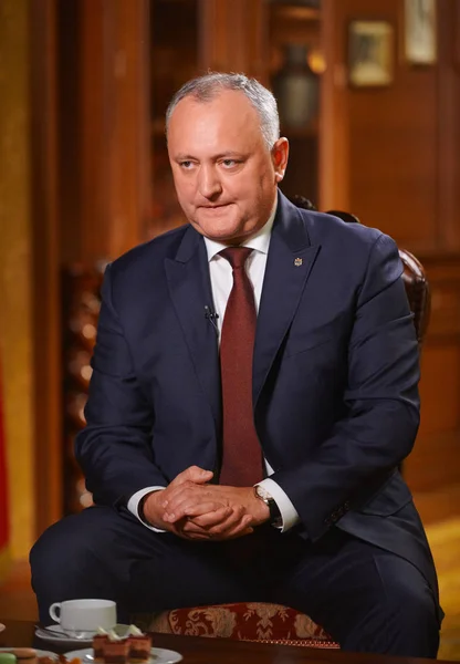 Moskwa Rosja Październik 2018 Prezydent Republiką Mołdowy Igor Dodon Wywiadzie — Zdjęcie stockowe