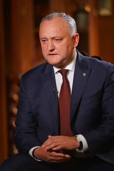 Moskwa Rosja Październik 2018 Prezydent Republiką Mołdowy Igor Dodon Wywiadzie — Zdjęcie stockowe