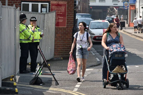 Salisbury Juli 2018 Polizeiabsperrung Der Innenstadt Nach Der Tat — Stockfoto