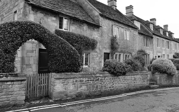 View Old Terraced Cottages Black White — Stock Photo, Image