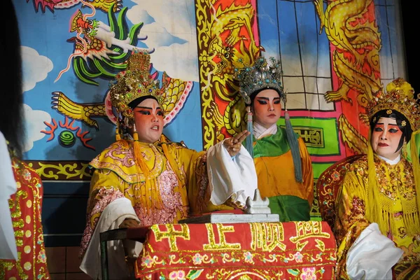 Bangkok Feb Actors Appear Public Showing Chinese Opera Street Chinatown — Stock Photo, Image