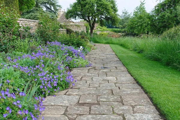 Rustige Schilderachtige Foto Van Pebble Road Green Garden — Stockfoto