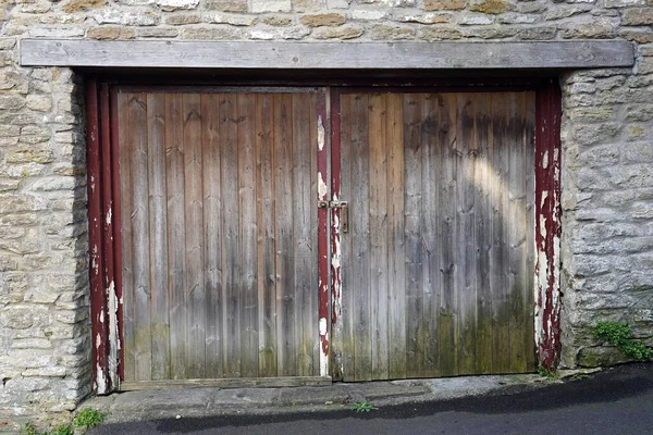 Old wooden door with a window — Stock Image Old Wooden Door Window Stock Picture
