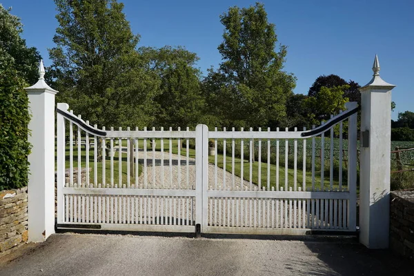 Clôture Fer Blanc Dans Parc — Photo