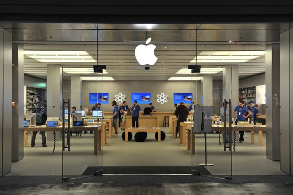 London Oct Exterior Una Tienda Apple Mientras Gigante Tecnológico Estadounidense — Foto de Stock