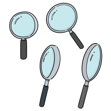 vector set of magnifying glass clipart