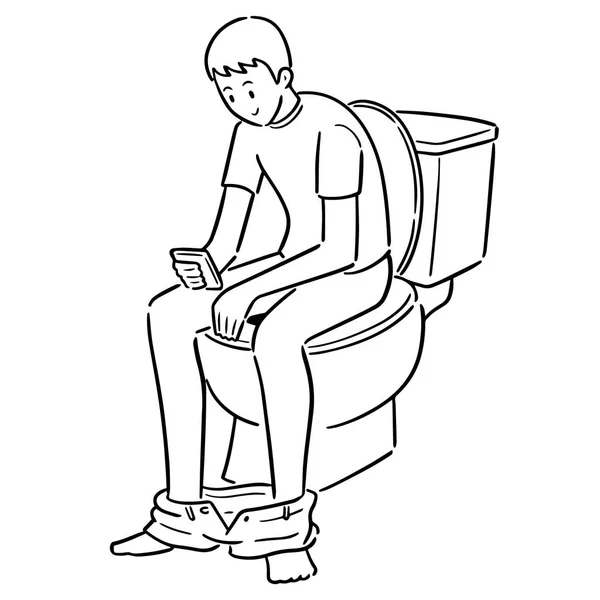 Vektor Des Mannes Mit Toilettenspülung — Stockvektor