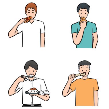 Vector set of people eating vector Vector set of people eating vector