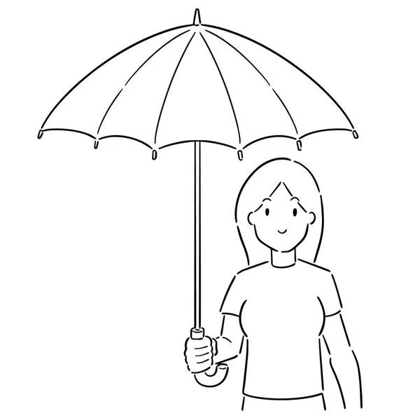 Vecteur Femme Utilisant Parapluie — Image vectorielle