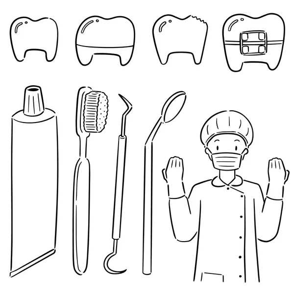 Set Vettoriale Attrezzature Dentistiche Dentistiche — Vettoriale Stock