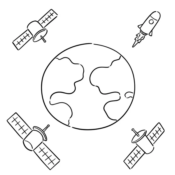 火箭和卫星的矢量集 — 图库矢量图片