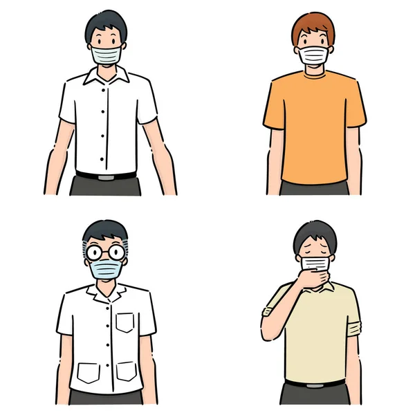 Vector Conjunto Personas Que Utilizan Máscara Protección Médica — Archivo Imágenes Vectoriales