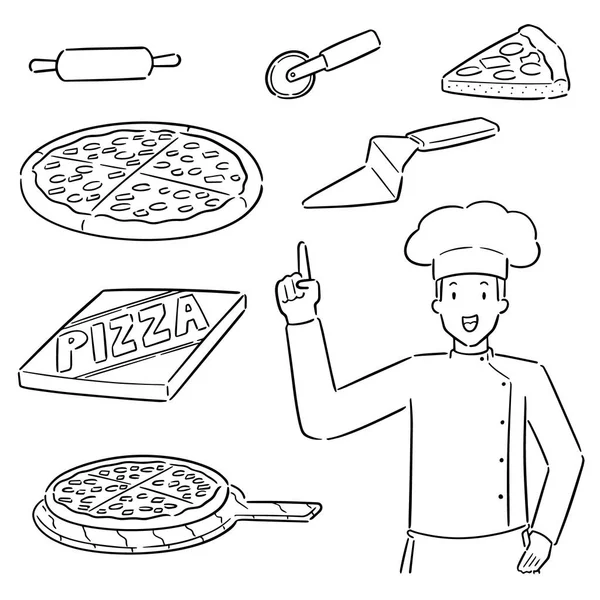 Vector Conjunto Pizza Pizza Chef — Vector de stock