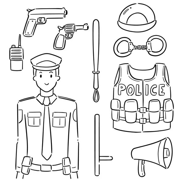 Vector Set Van Politie Apparatuur — Stockvector