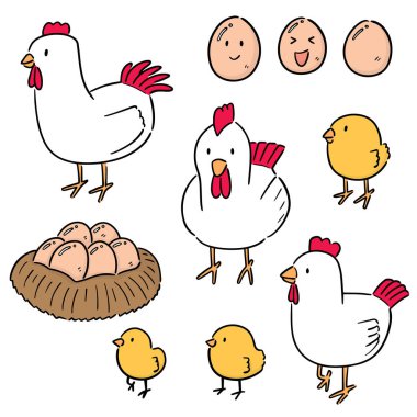 Tavuk ve yumurta vektör kümesi