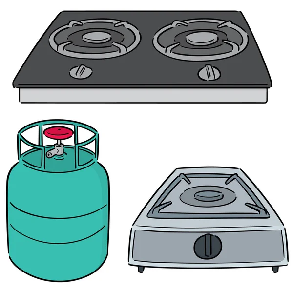 Ensemble Vectoriel Cuisinière Gaz — Image vectorielle