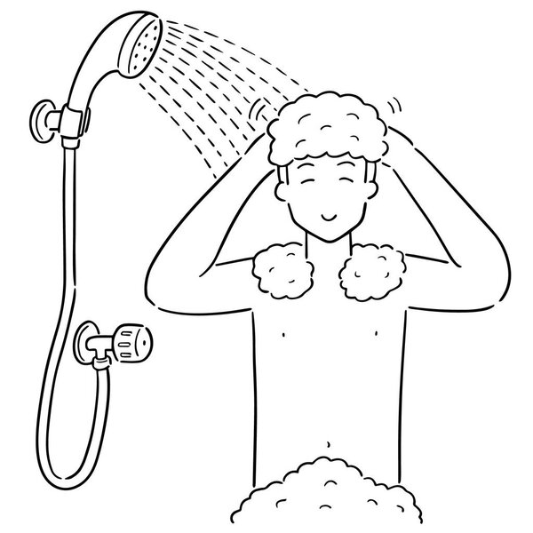vector of man showering