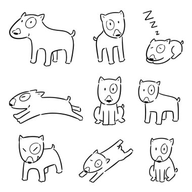 köpek, boğa korkunç vektör kümesi