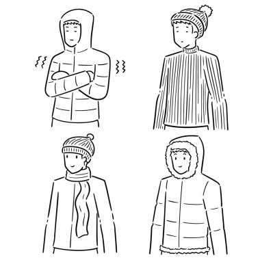 kış giysileri insanlarda vektör kümesi