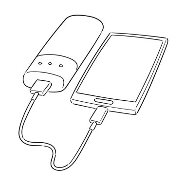 güç banka şarj smartphone vektör kümesi