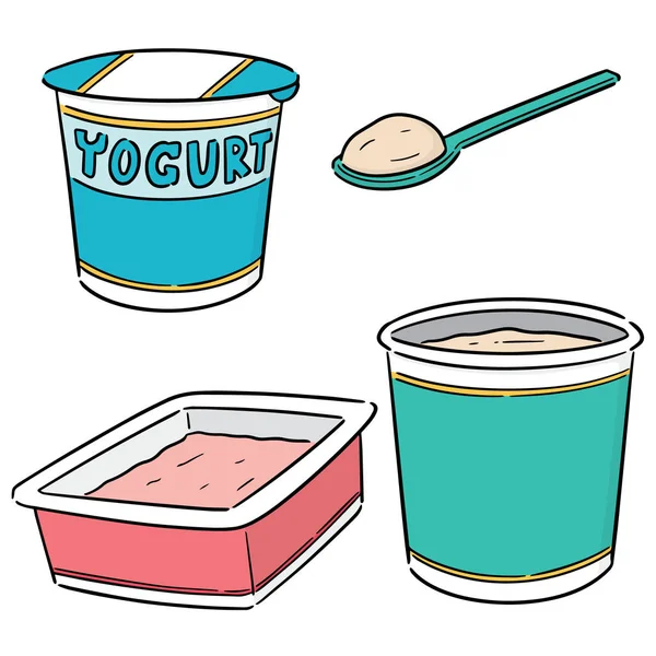 Vectorset Yoghurt — Stockvector